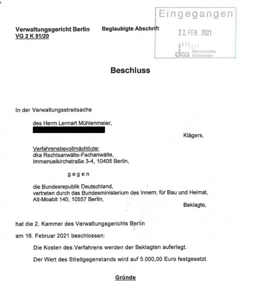 Beschluss des Verwaltungsgericht Berlin aus 2021
